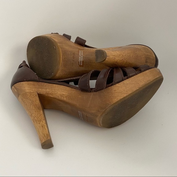 MICHAEL Michael Kors Brown Leather Wood Heels - Picture 5 of 10